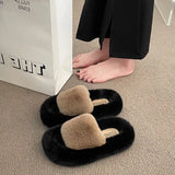 Hnzxzm Plush Slippers for Women Autumn/Winter New Indoor and Outdoor Cotton Slippers with A Premium Feel and Versatile Thick Sole