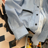 Hnzxzm 2024 Spring  Autumn Design Fake Two Piece Striped Hong Kong Style Workwear Raspy and Handsome Long Sleeve Trendy Men's Shirt
