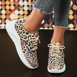 Hnzxzm Fashion Leopard Platform Sneakers for Women Slip-On Soft Bottom Casual Shoes Woman Autumn Light Non-Slip Sport Tennis Shoes