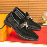 Hnzxzm Men's Banquet Casual Leather Shoes Business Fashion Oxford Shoes Men Loafers Handmade Business Social Moccasin Suede Dress Shoes