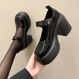 Hnzxzm Black Chunky Platform Pumps for Women Super High Heels Buckle Strap Mary Jane Shoes Woman Goth Thick Heeled Party Shoes Ladies