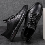 Hnzxzm Genuine Leather Mens Casual Shoes Luxury Brand Black Lace-Up Outdoor Formal Shoes Fashion Simple Male Footwear Men Sneakers