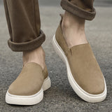 Hnzxzm Spring White Sole Outdoor Sports Shoes Suede Loafers Shallow Cut Designer Leather Shoes Soft Sole Walking Sand Gray Men's Shoes