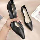 Hnzxzm Women Pumps Thin Heel Pointed Toe High Heels Women Soft Leather Soft Sole Versatile Comfortable Single Shoes Casual Solid Shoes