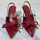 Hnzxzm Bow Pointed Toe High Heels Sandals Women Brand Designer Shoes Fashion Slides Sexy Slingback Shoes Elegant Mules Sandals Female