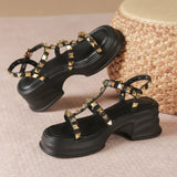 Hnzxzm New Summer Thick Bottom Willow Ingot Open Toe Height Increasing Soft Bottom Roman Sandals