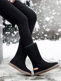 Hnzxzm Snow Fur High Boots for Girls New In Women's Non-slip Flat Flock Winter Plus Velvet Thickening Warm Cotton Shoes Women