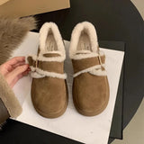 Hnzxzm New 2025 Winter Women Shoes Casual Flats Women Moccasins Soft Loafers Fashion Thick Heel Warm Plush Slip on Female Cotton Shoes