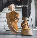 Hnzxzm New Men's Casual Shoes Luxury Handmade Suede Leather Sneakers Male Work Lace-up Tooling Shoes for Outdoor Walking Men Footwear