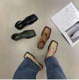 Hnzxzm New Design Mary Jane Shoes Women Elegant Square Toe Flats Summer Outdoor  Elastic Band Sandal Fashion Ladies Shoes