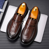 Hnzxzm Business Men Soft Sole Shoes for Men Genuine Leather Spring Autumn Loafers Slip-On Fashion Wedding Dress Shoes Men Flats