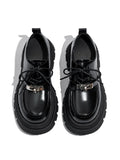 Hnzxzm Genuine Leather Platform Black Women Shoes Women's Spring And Autumn British Loafers Hepburn Style Ladies Shoes