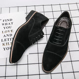 Hnzxzm New Gray/black Chelsea Pointed Toe Leather Shoes Fashion Business Men Lace Up Shoes Spring and Autumn Suede Casual Leather Shoes