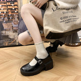 Hnzxzm Spring Autumn New Designer Mary Janes Shoes for Women Fashion Casual Black PU Leather Platform Shoes Female Pumps