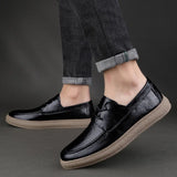 Hnzxzm New Lace Up Leather Shoes Men Loafers Soft Comfortable Mens Business Shoes Flat Casual Footwear Men Warm Brand Oxford Shoes