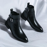 Hnzxzm New Brown Ankle Boots for Men Business Black Zipper Handmade Short Boots  Size 38-47