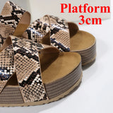 Hnzxzm Snake Pattern Thick Bottom Cork Sandals Women Summer Non-Slip Platform Slippers Woman Cross Strap Casual Clogs Slides Shoes