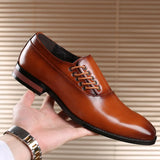 Hnzxzm Men's Casual Business Shoes Microfiber Leather Square Toe Lace-up Mens Dress Office Flats Men Fashion Wedding Party Oxfords2024