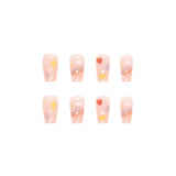 Hnzxzm 24P Cute Childlike Rainbow Nail Art Full Cover Artificial Fake Nails Wearing Reusable False Nails Ballerina Press on Nail Art