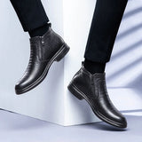 Hnzxzm Mens Genuine Leather High Quality Boots Fashion Causal Boots Chelsea Shoes Pointed Boots Business Warm Plush Cowboy Ankle Boots