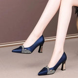 Hnzxzm Women Light Weigh Green Pu Leather 3cm Low Heel Shoes for Office Lady Party Comfort Black Heels