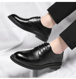 Hnzxzm 8cm Heel Spring Autumn Men's Leather Dress Shoes Fashion Casual New Designer Hollow Height Casual Platform Shoes Man