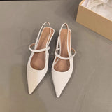 Hnzxzm Spring New Brand Women Sandal Fashion Pointed Toe Shallow Slip On Slingback Shoes Thin Med Heel Outdoor Dress Mu