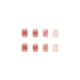 Hnzxzm Nail Art Fake Nails Long Island Iced Tea Wearing Jiashan Camellia Flower 3D Light Change Love Girl Blush Wearing Press on Nails