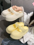 Hnzxzm Woman Slippers Height Shoes for Women 2024 Job Sandals Outside White Slides Mules Summer Round Toe Footwear Small Size Normal B