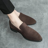 Hnzxzm Spring Italian Luxury Designer Brand Suede Leather Shoes Business Office Dress Shoes for Man Brown Nightclub Party Loafers Man