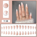 Hnzxzm 24Pcs/Set Almond Gradient Press On Nail Art Wearable Fake Nails Pointed Simple Ballet Coffin Reusable False Nails Tips Finished