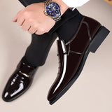 Hnzxzm Patent Leather Shoes for Men Business Shoes Casual Point Toe Slip on Loafers for Men Luxury Party Wedding Plus Size Shoes