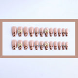 Hnzxzm 24Ps Leopard chain white long Wearing Reusable False Nails Art Ballerina Press On Nail Tips Full Cover Artificial Fake Nails Set