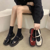 Hnzxzm Women's Summer Footwear Red Mary Jane Japanese Style Lolita Pearl Gothic Shoes for Woman Black Wholesale on Offer Lastest A