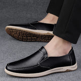 Hnzxzm Shoes Men Slip-On Leather Shoes Casual Shoes Driving Moccasin Non-slip Loafers Men Bule Shoes Luxury Brand High Quality