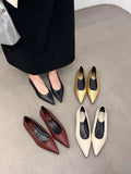 Hnzxzm Pointed Toe Women Loafers 2024 New Arrivals Autumn Spring Dress Shoes Casual Fashion Laies Low Heeled Solid Color Black Gold 39