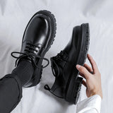 Hnzxzm Fashionable Brand Men's Genuine Leather British Style Thick Bottomed Workwear Shoes Men's Comfortable Large Toe Leather Shoes