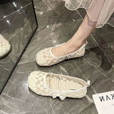 Hnzxzm Shoes for Women Clear Kawaii Ladies Summer Footwear with Bow Cute White Flat Transparent Flats Round Toe Fashion Beau Today