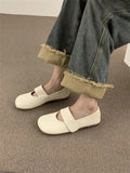 Hnzxzm Ladies Summer Footwear Moccasins Flat Shoes for Women Gothic Flats White Round Toe Cute Mary Jane Kawaii with Free Shipping