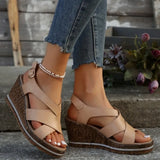 Hnzxzm Fashion Wedge Sandals for Women Summer 2024 Casual Non-slip Peep Toe Platform Shoes Rubber Sole Buckle Elegant Heel Woman Sandale