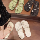 Hnzxzm Designer Summer Women Slippers Fashion Clip Toe Flats Slides Ladies Outdoor Casual Beach Sandalias Flip Flop