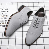 Hnzxzm New Gray/black Chelsea Pointed Toe Leather Shoes Fashion Business Men Lace Up Shoes Spring and Autumn Suede Casual Leather Shoes