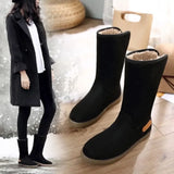 Hnzxzm Snow Fur High Boots for Girls New In Women's Non-slip Flat Flock Winter Plus Velvet Thickening Warm Cotton Shoes Women