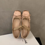 Hnzxzm Brand Luxury Satin Silk Ballet Shoes Woman Classic Square Toe Bowtie Elastic Band Ballerina Flats Ladies Soft Loafers M