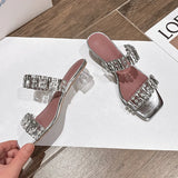 45.12Hnzxzm Transparent Word With High-heeled Sandals Rhinestone High Heels