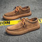 Hnzxzm Fashion Retro Casual Men Shoes Comfortable Lace-up Loafers Shoes Men Flat Sneakers Classic Light Driving Footwear