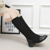 Hnzxzm Footwear Sock Middle Heel Women's Boots Elastic Shoes For Woman New In Boot Pu Waterproof Young On Sale Offer Chic And Elegant