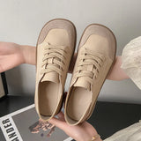 Hnzxzm Woman's Winter New Leather Lace Up Plush Warm Flat Sole Cotton Shoe Soft  Non Slip Widened Round Toe Mom's  Shoes