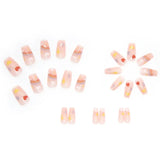 Hnzxzm 24P Cute Childlike Rainbow Nail Art Full Cover Artificial Fake Nails Wearing Reusable False Nails Ballerina Press on Nail Art