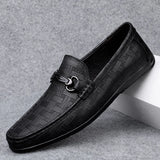 Hnzxzm New Black Loafers Men's Leather High Quality Designer Men's Shoes Leather Shoes Soft Sole Comfortable Casual Shoes Moccasin